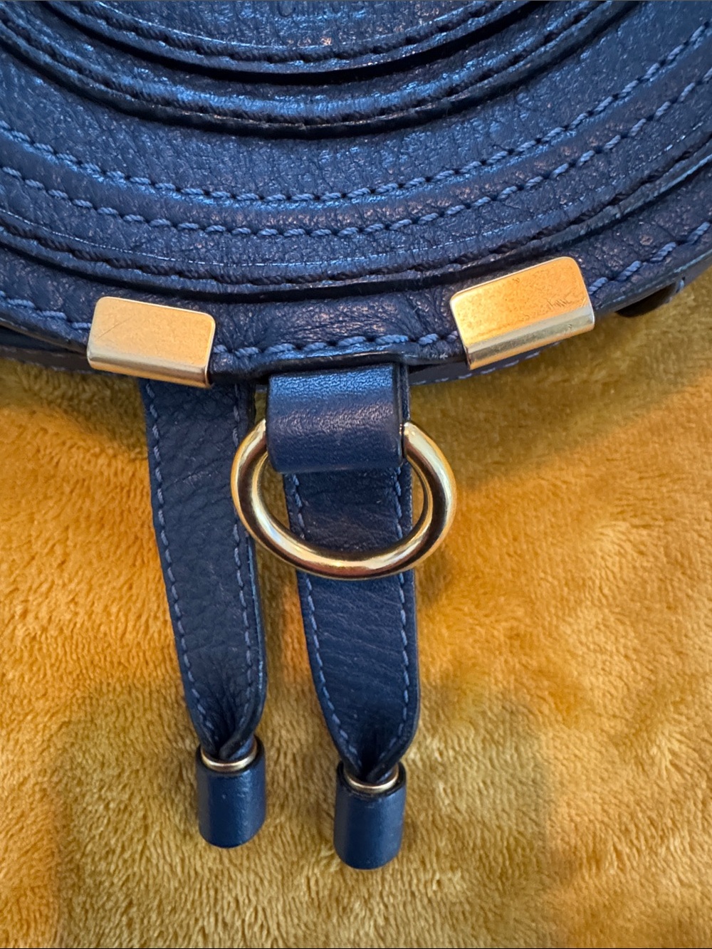Chloe Marcie Small saddle bag blue leather - Picture 3 of 15
